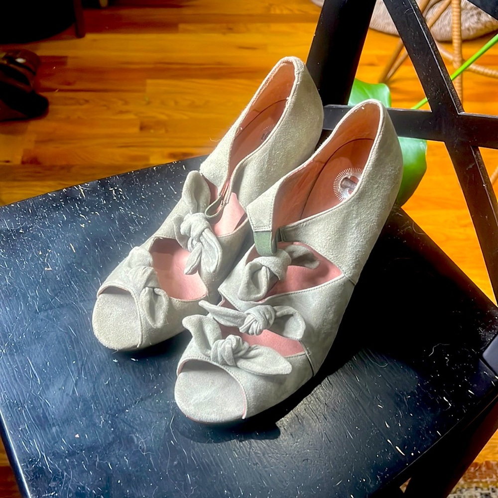 Lucky Penny Suede Bow Heels